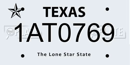 1AT0769 Texas License Plate