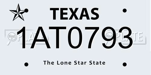 1AT0793 Texas License Plate