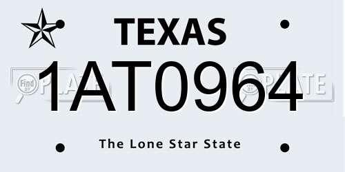 1AT0964 Texas License Plate