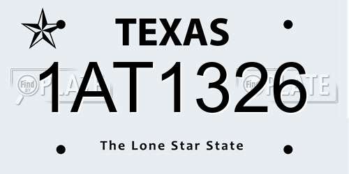 1AT1326 Texas License Plate