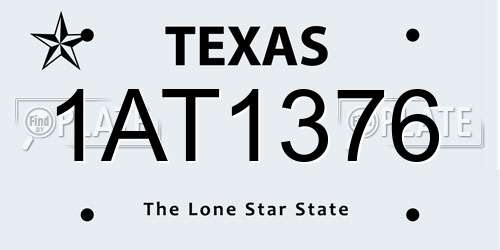 1AT1376 Texas License Plate