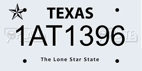1AT1396 Texas License Plate