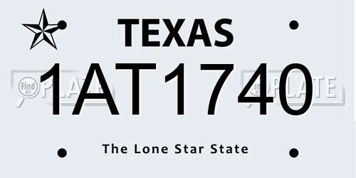 1AT1740 Texas License Plate