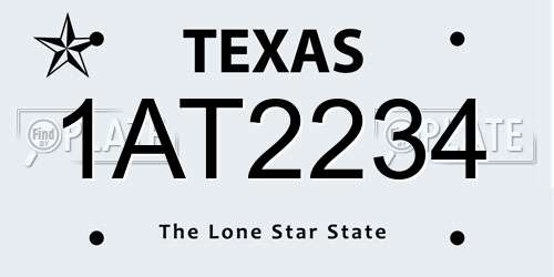 1AT2234 Texas License Plate