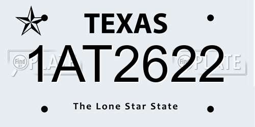 1AT2622 Texas License Plate