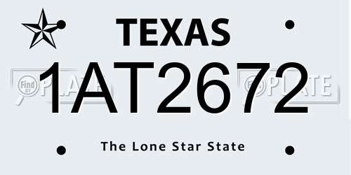 1AT2672 Texas License Plate