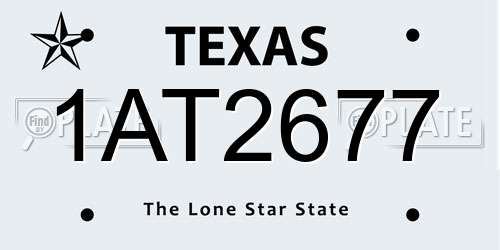 1AT2677 Texas License Plate