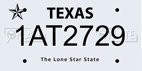 1AT2729 Texas License Plate