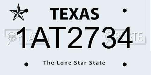 1AT2734 Texas License Plate