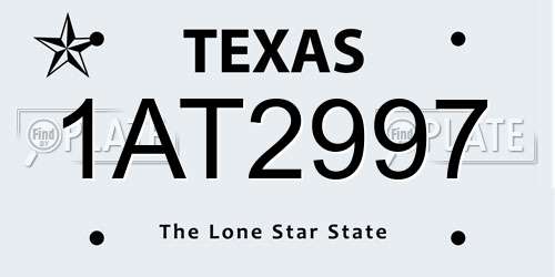 1AT2997 Texas License Plate