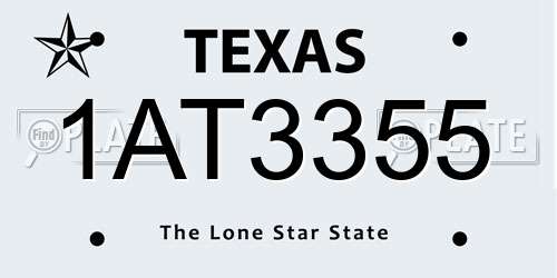 1AT3355 Texas License Plate