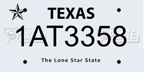 1AT3358 Texas License Plate