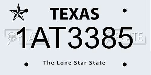 1AT3385 Texas License Plate