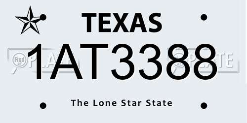 1AT3388 Texas License Plate