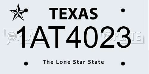 1AT4023 Texas License Plate