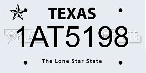 1AT5198 Texas License Plate