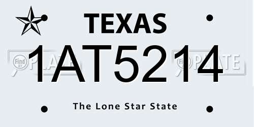 1AT5214 Texas License Plate