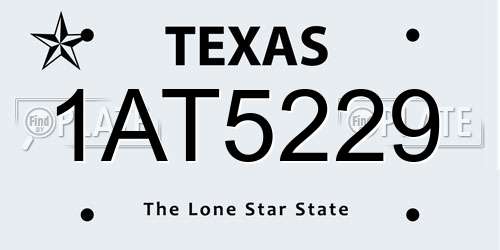 1AT5229 Texas License Plate
