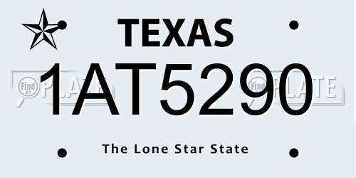 1AT5290 Texas License Plate