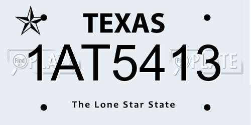 1AT5413 Texas License Plate