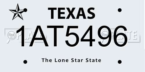1AT5496 Texas License Plate