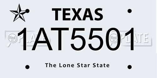 1AT5501 Texas License Plate
