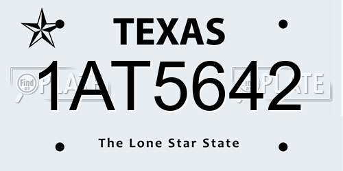 1AT5642 Texas License Plate