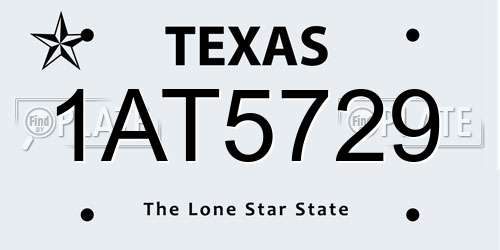 1AT5729 Texas License Plate