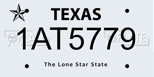 1AT5779 Texas License Plate