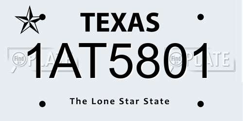1AT5801 Texas License Plate