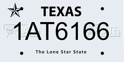 1AT6166 Texas License Plate