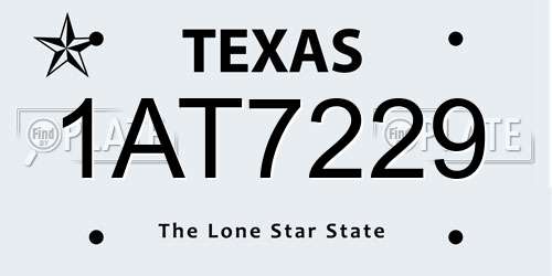 1AT7229 Texas License Plate