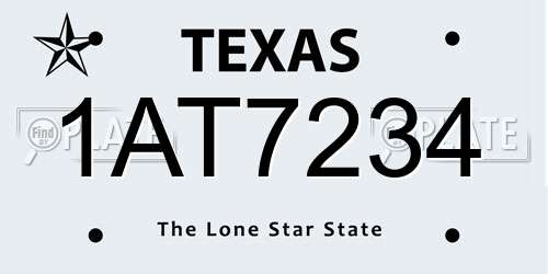1AT7234 Texas License Plate