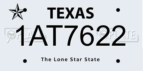 1AT7622 Texas License Plate