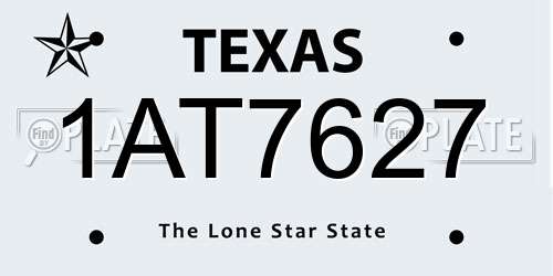 1AT7627 Texas License Plate