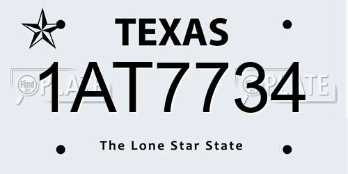 1AT7734 Texas License Plate