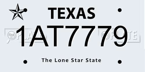 1AT7779 Texas License Plate