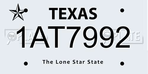 1AT7992 Texas License Plate