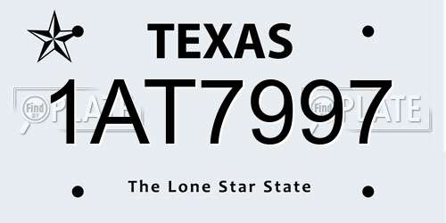 1AT7997 Texas License Plate
