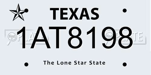 1AT8198 Texas License Plate