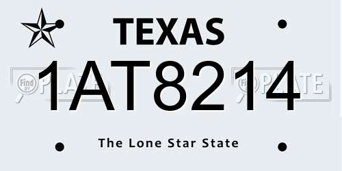 1AT8214 Texas License Plate