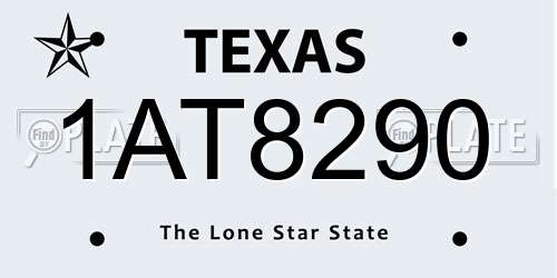 1AT8290 Texas License Plate