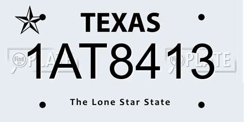 1AT8413 Texas License Plate