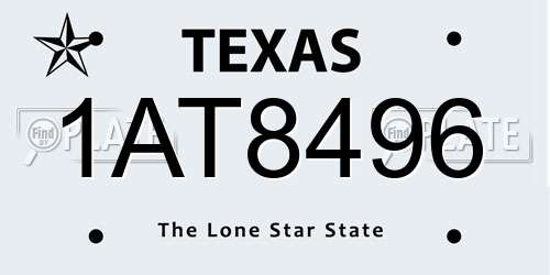 1AT8496 Texas License Plate