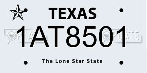 1AT8501 Texas License Plate