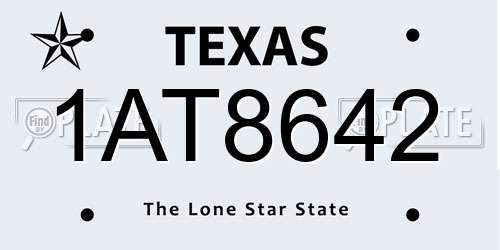 1AT8642 Texas License Plate