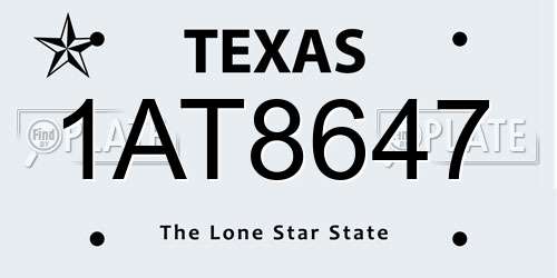 1AT8647 Texas License Plate