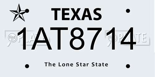 1AT8714 Texas License Plate