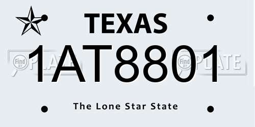 1AT8801 Texas License Plate