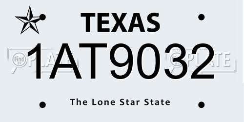 1AT9032 Texas License Plate